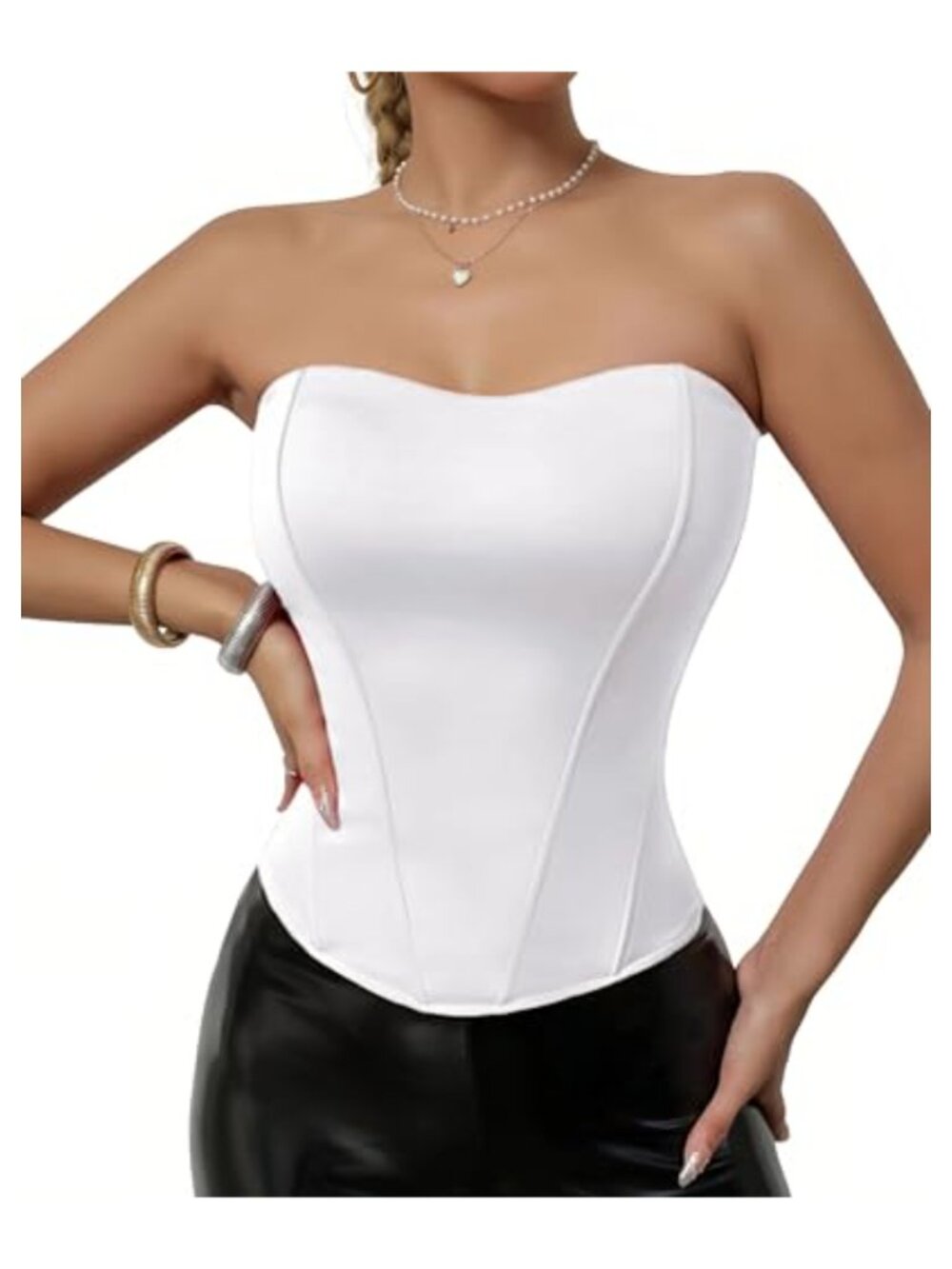 Strapless Corset Top with Boning Padded Bust Body Shaping Tube Top